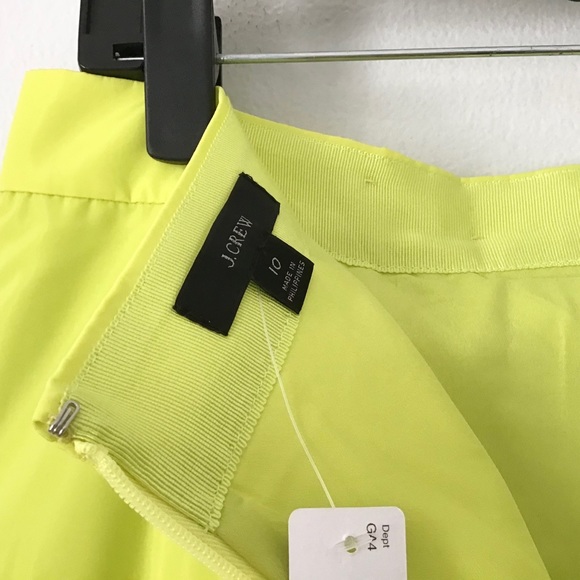 J. Crew 10 NWT Taffeta Rosette Pencil Skirt Lime - Picture 8 of 10